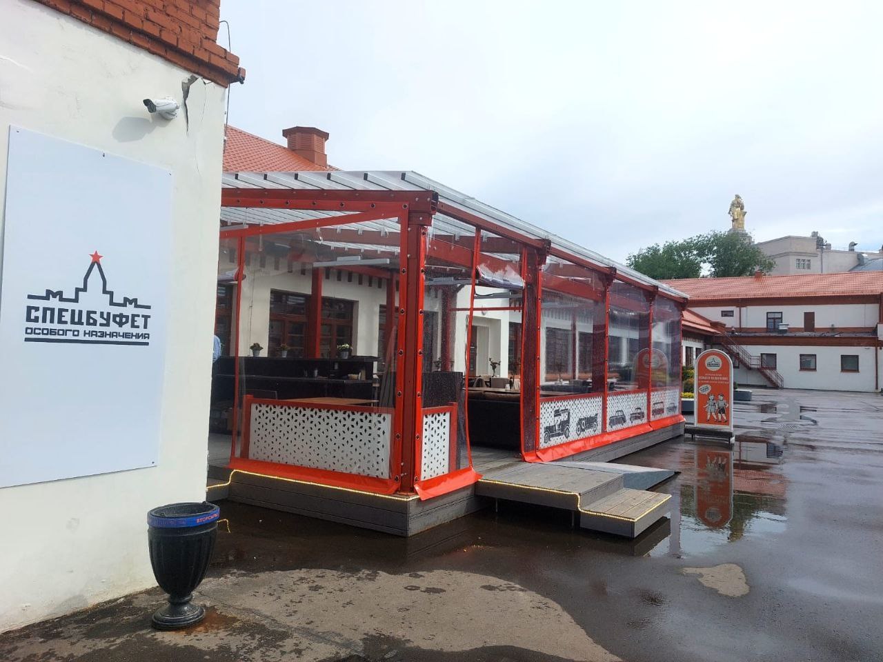 ПВХ шторы для летней террасы кафе в Поречье-Рыбном